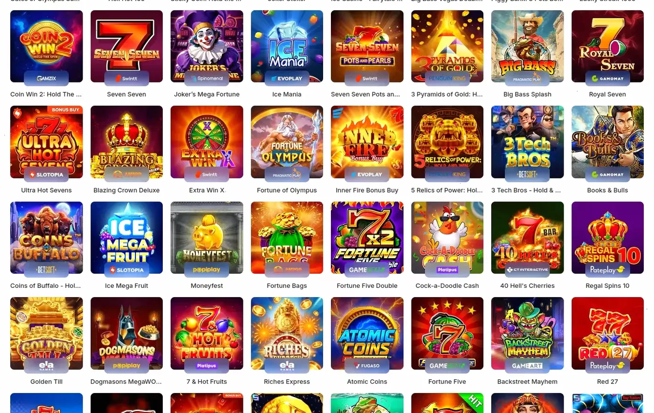 Игровой каталог Fresh casino